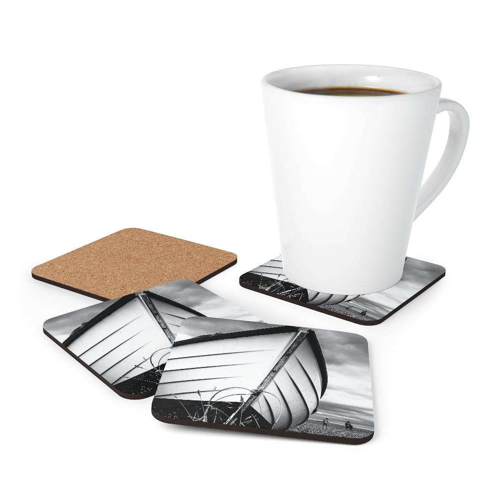 White Boat Cork Back Coaster