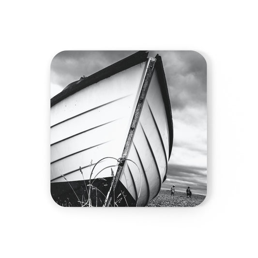 White Boat Cork Back Coaster