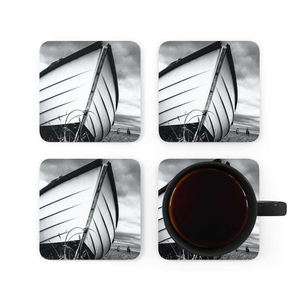 White Boat Cork Back Coaster